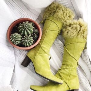 Suede Women’s Mid-Heel Boots Real-Fur Trimmed Real-Fur Lined, Size 8 by The ALBA